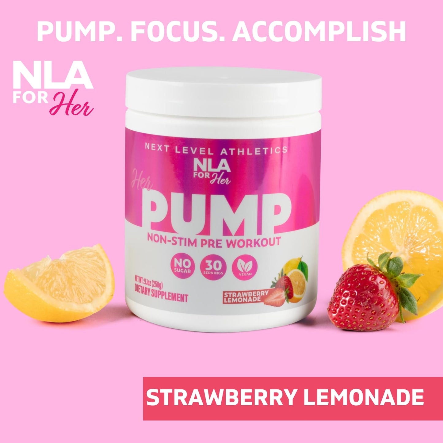 Her Pump Non-Stim Pre-Workout for Women (30 Servings) -Strawberry Lemonade-Increases Blood Flow, Focus, Vascularity, Supports Athletic Performance-No Energy Crash! (Stimulant Free, Vegan, GF, 15 Cals)