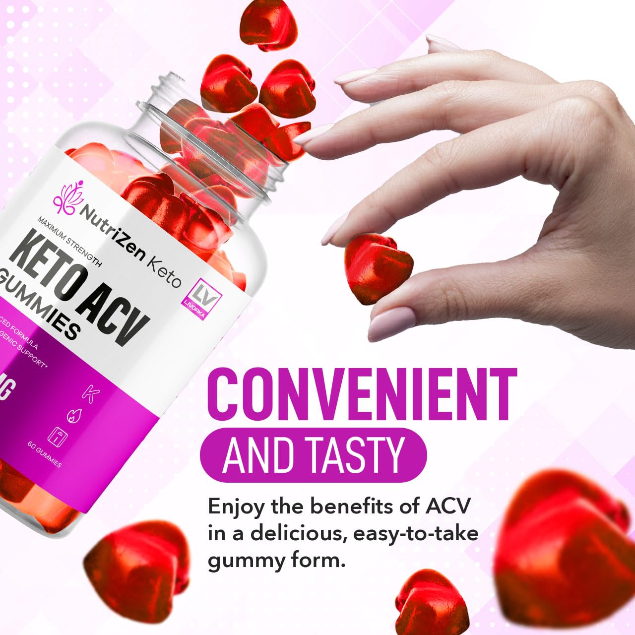 1 Pack - Nutrizen Keto ACV Gummies - Nutrizen ACV Keto Gummy 1050 MG, Nutrizen Keto ACV Gummies Advanced, Nutrizen Keto Gummies, Nutrizen 60 Gummies for 1 Month
