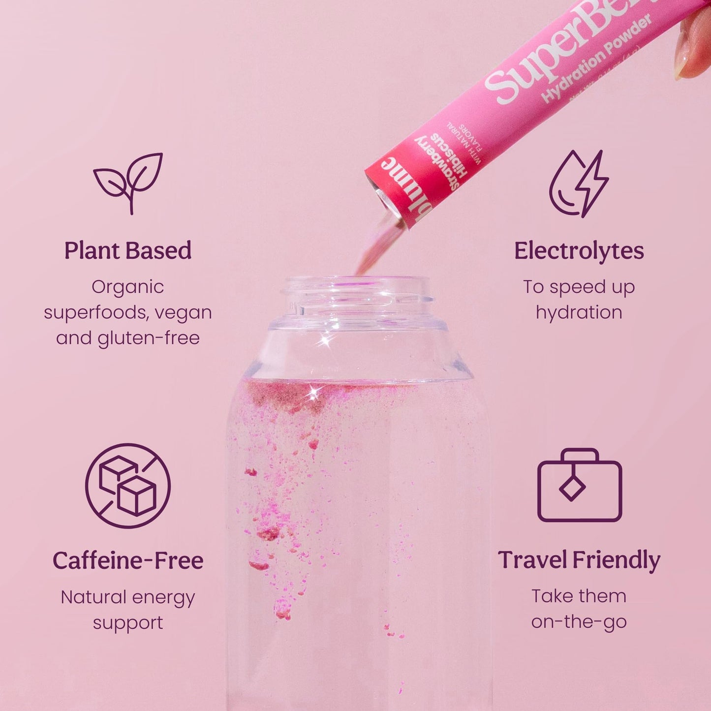 Blume SuperBelly Gut Health and OnTheGo Hydration Packets SugarFree with Prebiotics Probiotics Apple Cider Vinegar Vitamin C and Electrolytes Strawberry Hibiscus 15 Sticks