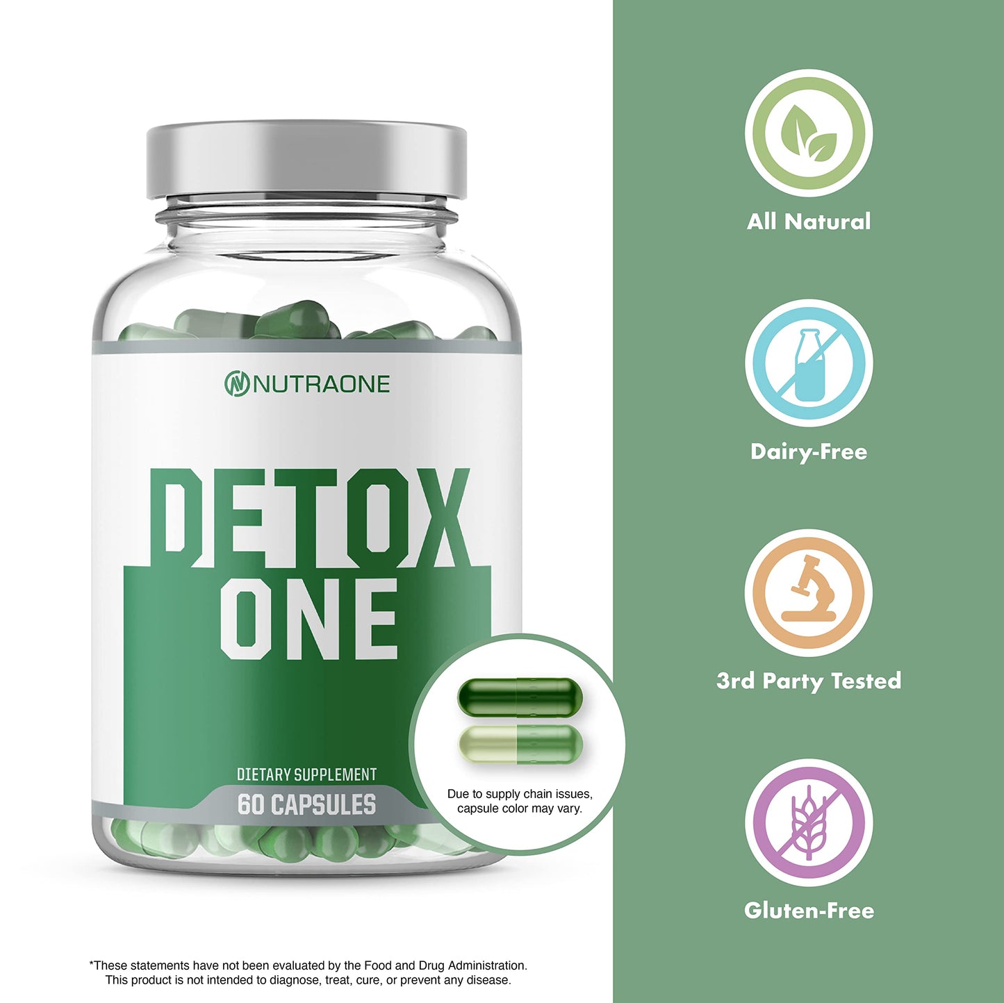 NutraOne DetoxOne 30 Day Extra Strength Detox Cleanse Supports Healthy Digestive Function And Weight Loss| Promotes Detoxification, Increases Energy & Improves Nutrient Absorption*