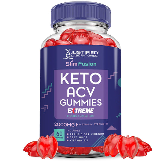 Slim Fusion Keto ACV Gummies Extreme 2000MG Advanced Slimfusion Keto Gummies Apple Cider Vinegar Formulated with Pomegranate Beet Juice Powder B12 Vegan Non GMO 60 Gummys