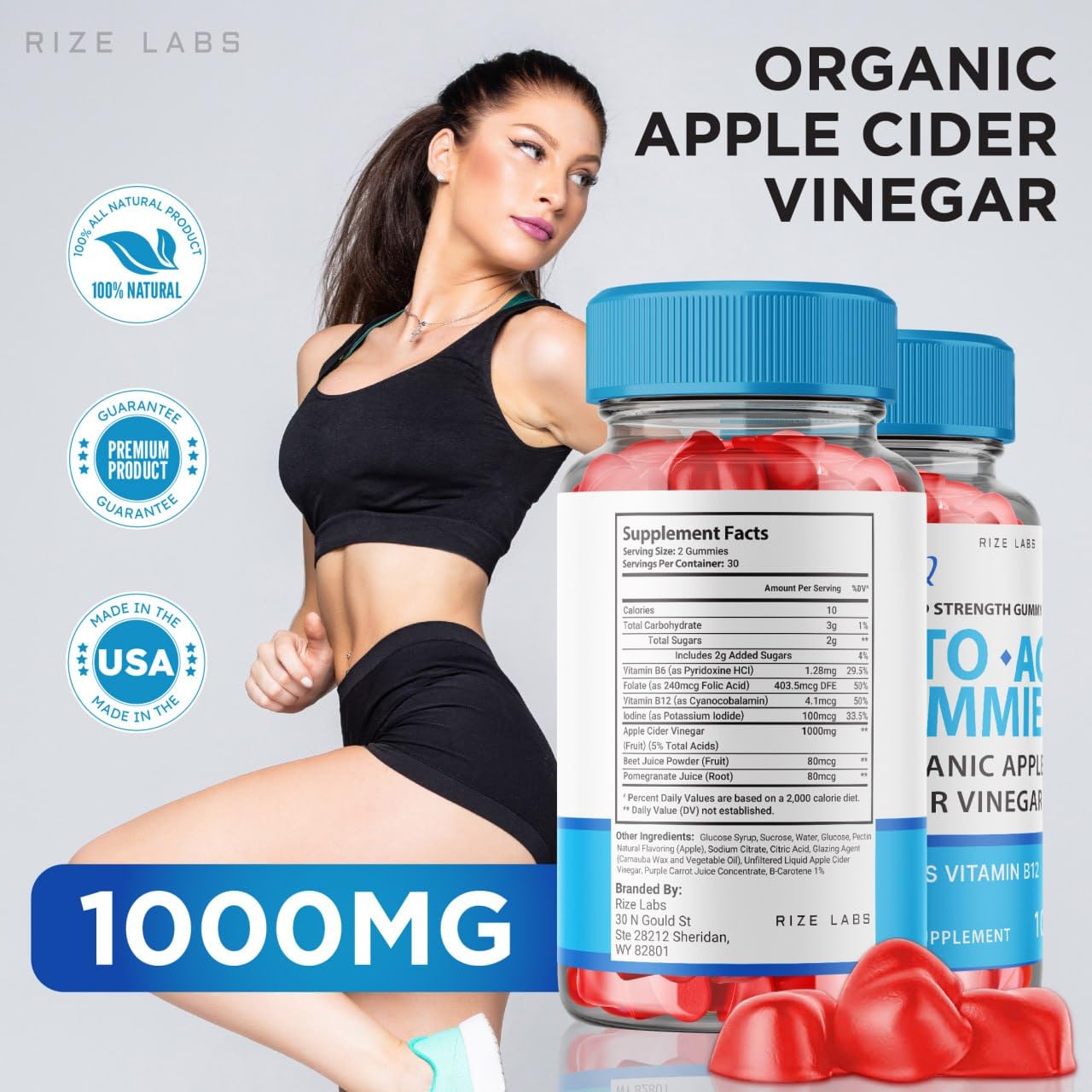 rize labs - Ultra Max Keto ACV Gummies for Advanced Weight Loss with Apple Cider Vinegar, Supplement Helps in Reducing Belly Fat, for Extra Strength (60 Gummies)