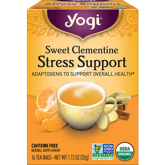 Yogi Tea Sweet Clementine Stress Support Tea  16 Tea Bags per Pack 4 Packs  Stress Support Herbal Tea  Calming Adaptogen Tea  Includes Ashwagandha Root Lemongrass Cinnamon Bark  More