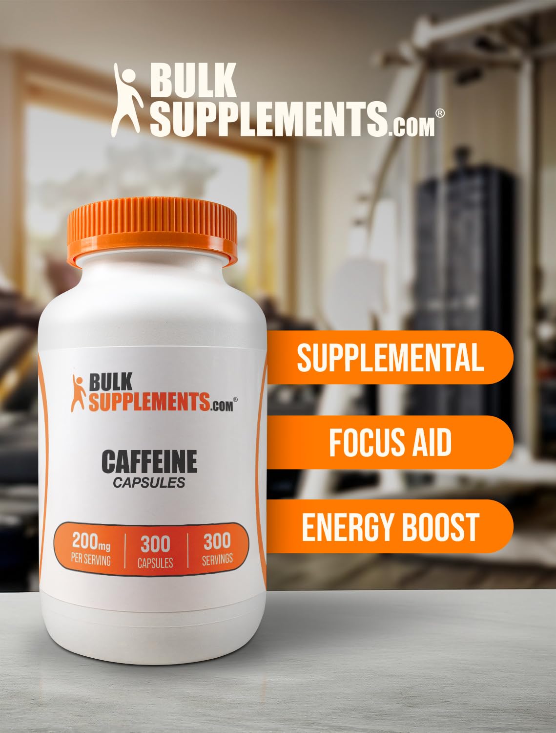 BulkSupplements.com Caffeine 200mg Capsules - Supplement for Energy Boost, Caffeine Pills 200mg - Gluten Free, 1 Capsule per Serving, 300 Count (Pack of 1)