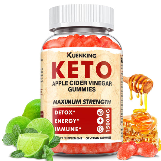 Keto ACV Gummies Advanced Formula, Apple Cider Vinegar with Mother & Lemon Honey Flavor, Vitamins B6 & B12 - Vegan & Non-GMO - Supports Gut Health, Metabolism & Fat Burn for Women (60 Count)