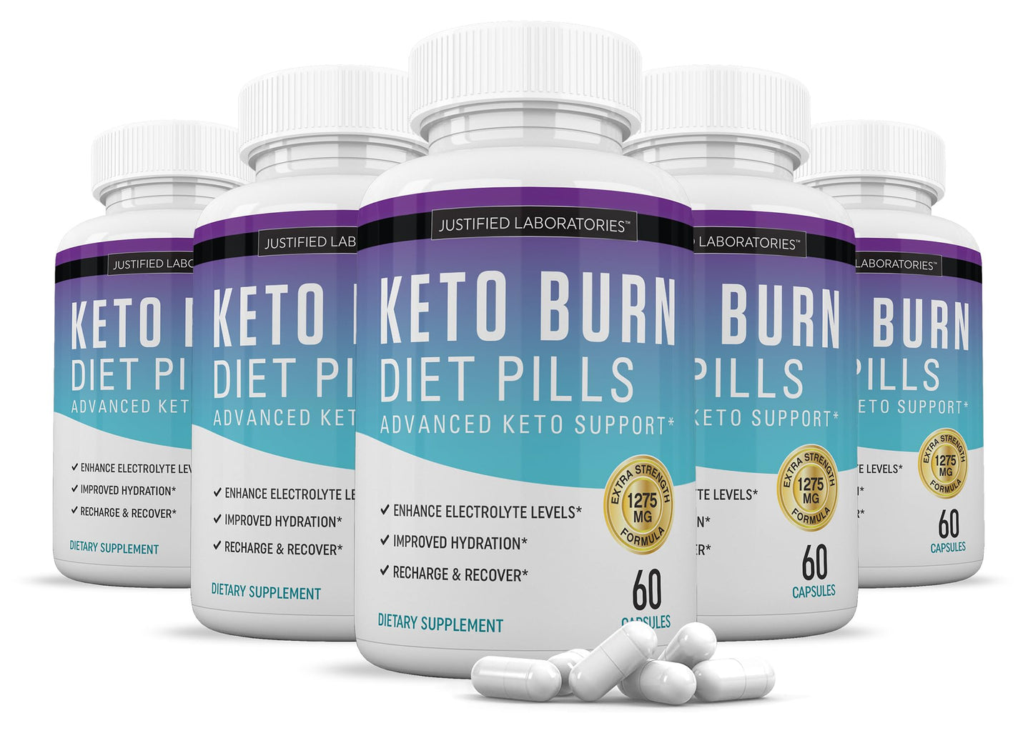 (5 Pack) Keto Burn Diet Pills 1275MG New & Improved Formula Contains Apple Cider Vinegar Extra Virgin Olive Oil Powder Green Tea Leaf 300 Capsules