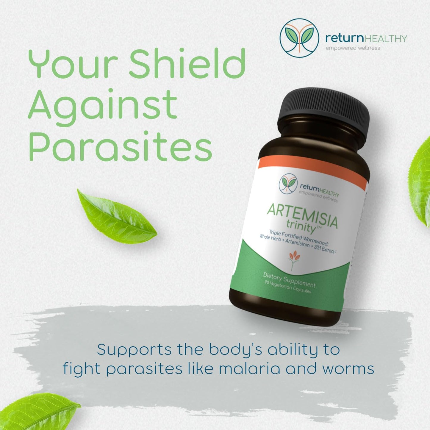 Return Healthy Artemisia Trinity | Cleansing for Adults with Wormwood Herb & Artemisinin 30:1 Extract | Resistance & Digestive Support | Herbal Supplements | Pure, Plant-Based, 90 Caps