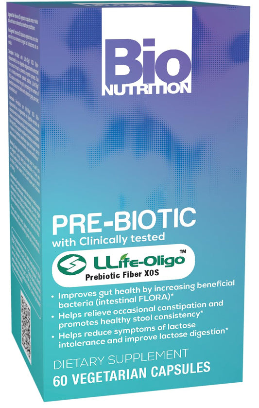 Bio Nutrition Pre-Biotic 60 Vegetarian Capsules Llife Oligo Prebiotic Fiber XOS Patented Formula Improves Gut Health | Promotes Strong Intestinal Flora