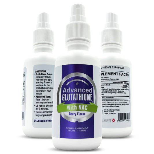 CCL Advanced Glutathione Spray & NAC Supplement, Liquid Glutathione Sublingual, N-Acetyl-cysteine Antioxidant Spray Supports Immune Health - Fresh Flavor, Non-GMO, Vegan, Gluten-Free (120 Servings)