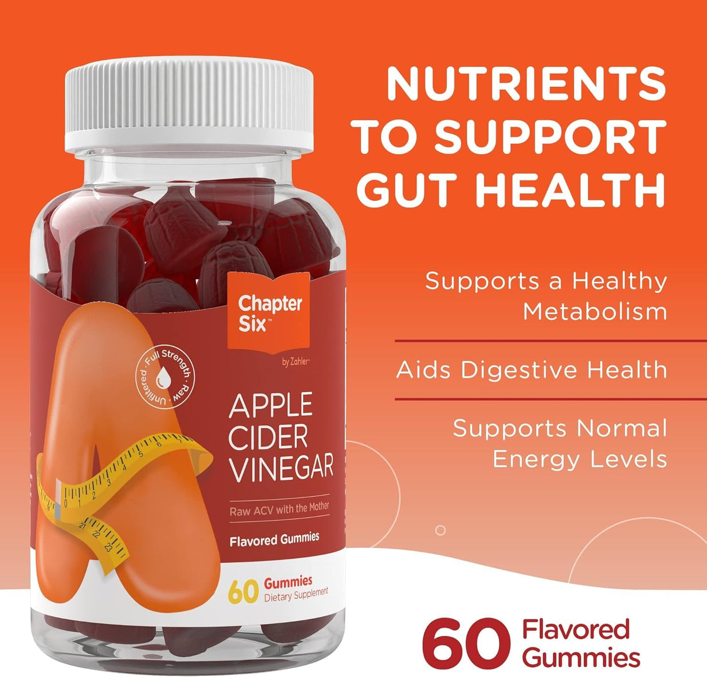 Zahler - Apple Cider Vinegar Gummies Kosher & Delicious ACV for Women Men Raw with The Mother Detox Support Cleanse Gut Health Metabolism 60 Flavored