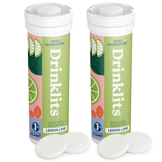 Drinklits Lemon-Lime Daily Hydration Tablets (2) Tube Bundle | Essential Electrolytes - 0g Sugar - Replenishing Hydration Drink | 20 Servings - 10 Tablets Per Tube