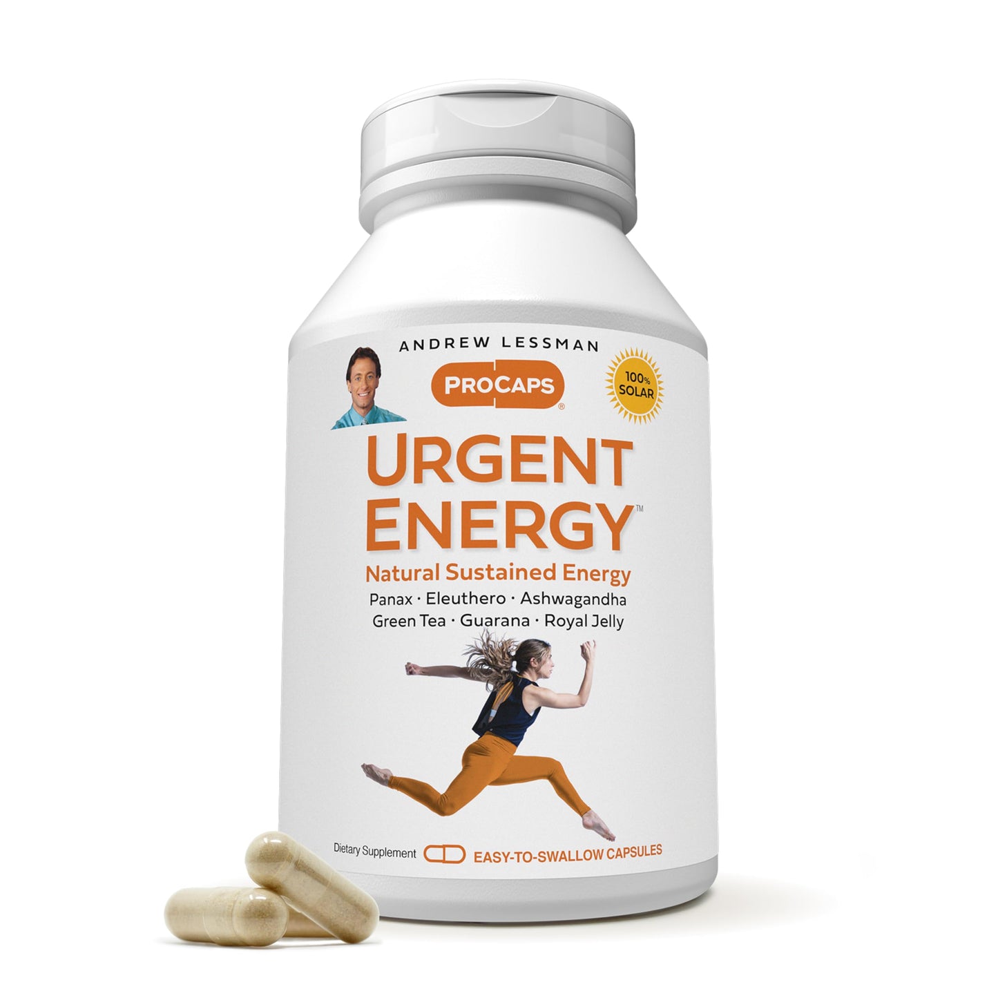 ANDREW LESSMAN Urgent Energy 60 Capsules - Provides a Safe, Healthy Means of Enhancing Energy Levels and Feelings of Well-Being, Green Tea, Guarana, Ginseng, Royal Jelly, Ashwagandha, B-Complex