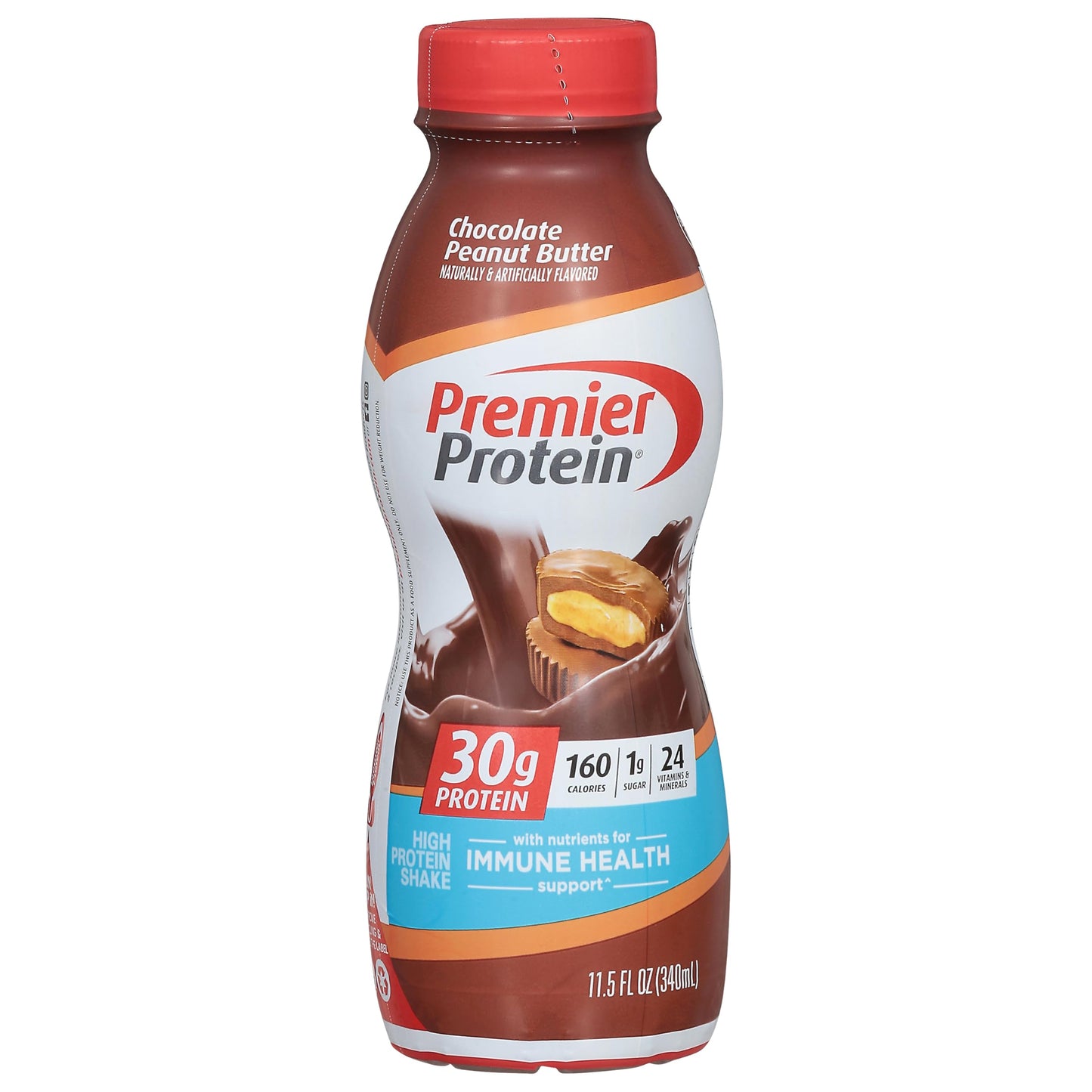 Premier Protein Shake, Chocolate Peanut Butter, 30g Protein, 1g Sugar, 24 Vitamins & Minerals, Nutrients to Support Immune Health, 11.5 Fl Oz
