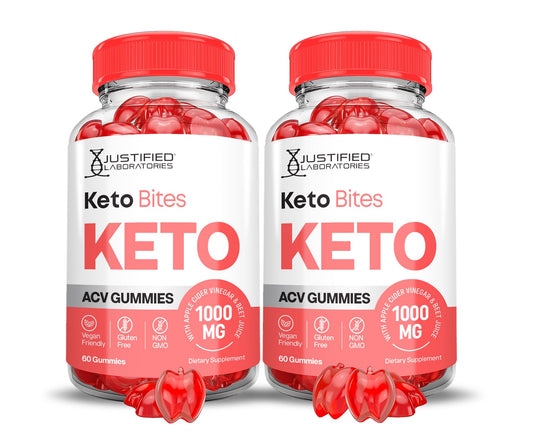 (2 Pack) Keto Bites Keto ACV Gummies Advanced Formula 1000MG Keto Bites Keto Gummies Apple Cider Vinegar Formulated with Pomegranate Beet Juice Powder B12 Vegan Non GMO 120 Gummys