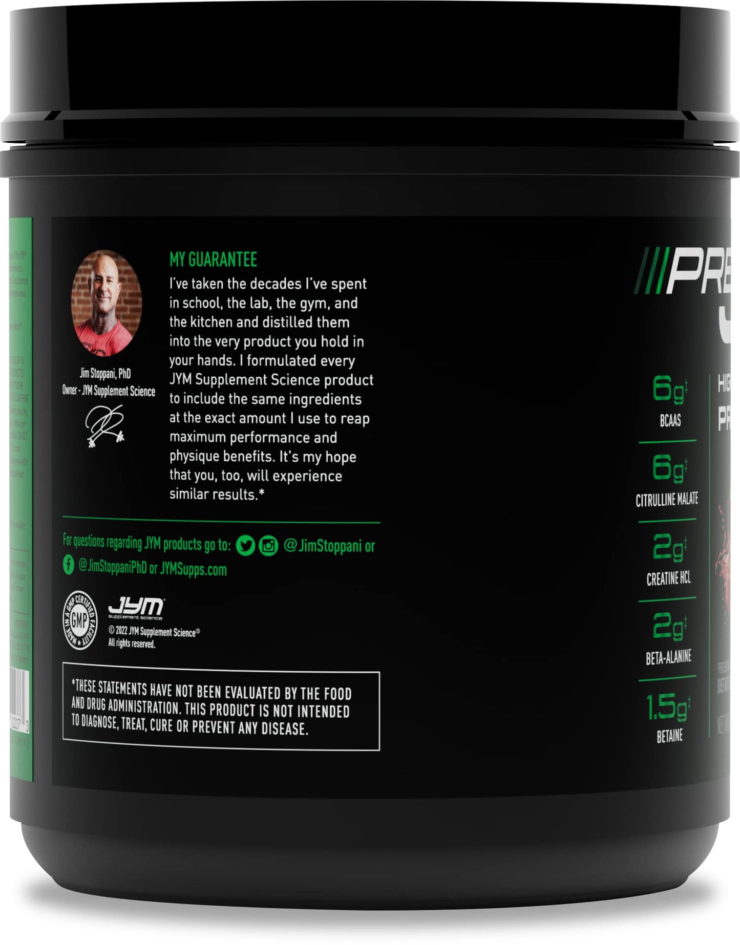 JYM Supplement Science Pre JYM Black Cherry Pre Workout Powder for Men & Women, BCAAs, Nootropics, Creatine HCI, Citrulline, Beta-Alanine, Betaine, Taurine, Huperzine, 30 Servings