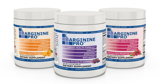 L-ARGININE PRO | 5,500mg L-Arginine Plus L-Citrulline 1,100mg Powder Drink Mix Supplement for Increased Nitric Oxide Production (30 Servings (Pack of 3), Rspberry, Orange & Grape)