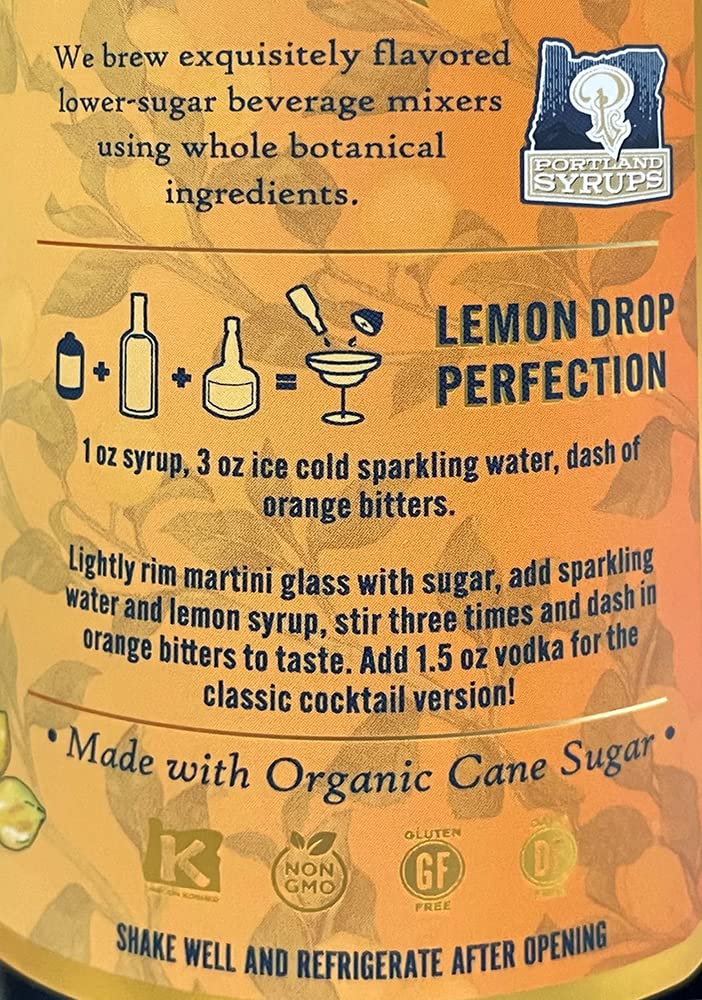 Portland Syrups Meyer Lemon Syrup  Premium Beverage Concentrate for Delicious Cocktails Tea Soda Coffee Drinks Baking and More  12 oz with 24 Servings Pack of 2