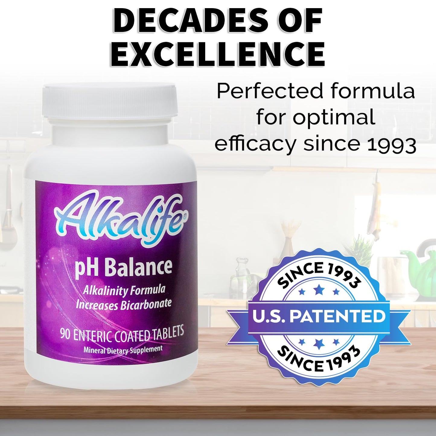 Alkalife pH Balance Pills | The First Patented Alkaline Sodium & Potassium Bicarbonate Supplement | Neutralize Acid, Balance pH, Immune Support, Peak Performance, Detox - 90 Tablets