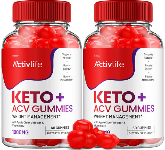 ActivLife Keto ACV Gummies - Active Life Keto Apple Cider Vinegar Gummies, ActivLife Keto + ACV Weight Management Gummies ActiveLife Advanced 1000mg Formulaa (2 Pack - 120 Gummies)