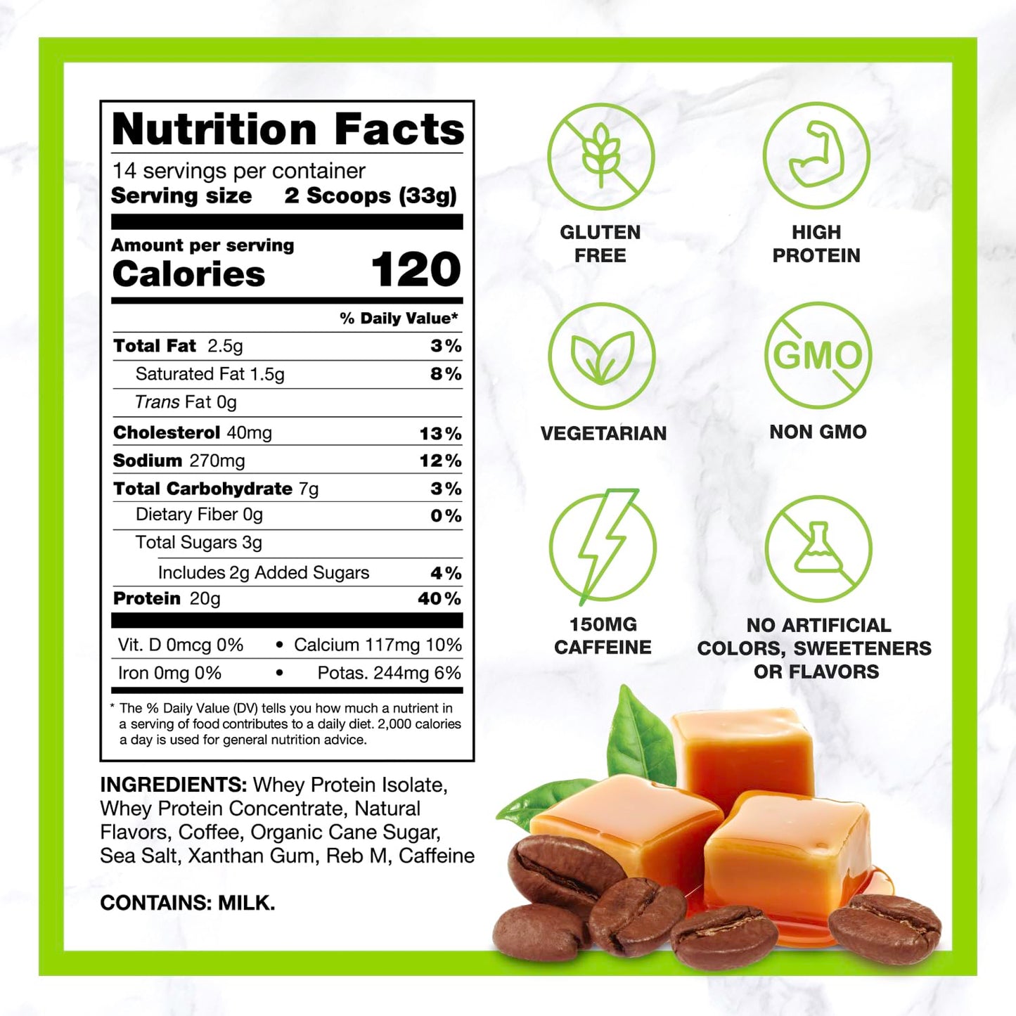 CHIKE Natural Caramel Macchiato High Protein Iced Coffee, 20 G Protein, 2 Shots Espresso, Non-GMO, Keto Friendly and Gluten Free, 14 Servings (16.3 Ounce)