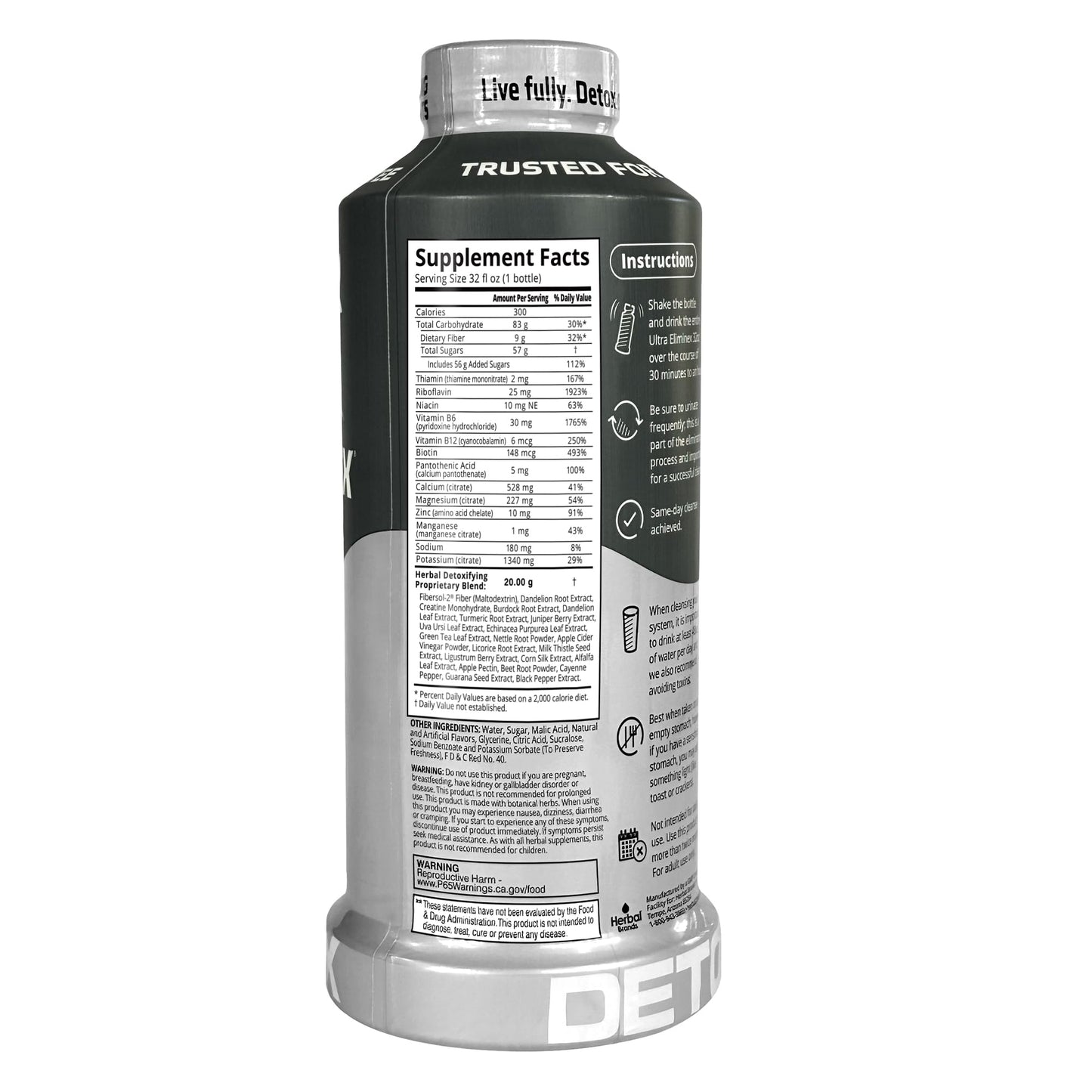 Herbal Clean - Ultra Eliminex, Premium 1 Step Ultimate Cleanse, Same-Day Detox, (Tropical Fruit, 32 fl oz)