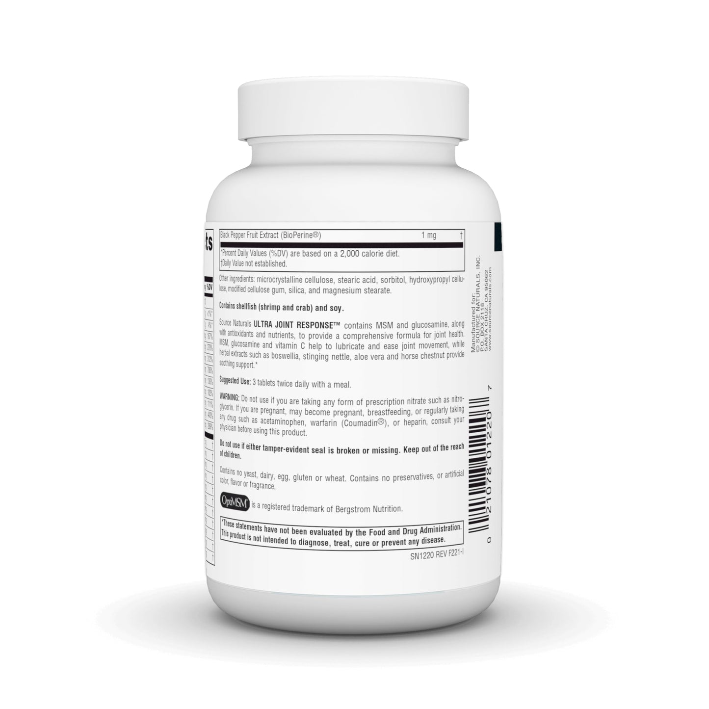 Source Naturals Ultra Joint Response, Bio-Align, Glucosamine and MSM, Promotes Joint Health* - 90 Tablets