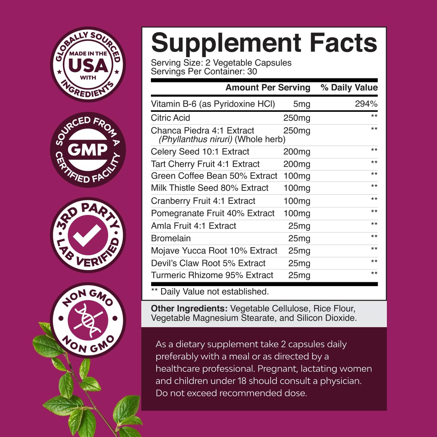 GCleanse Uric Acid Support Supplement - Uric Acid Cleanse Joint Support Supplement with Chanca Piedra Tart Cherry Celery Seed Extract and Bromelain - Herbal Liver and Kidney Cleanse Detox