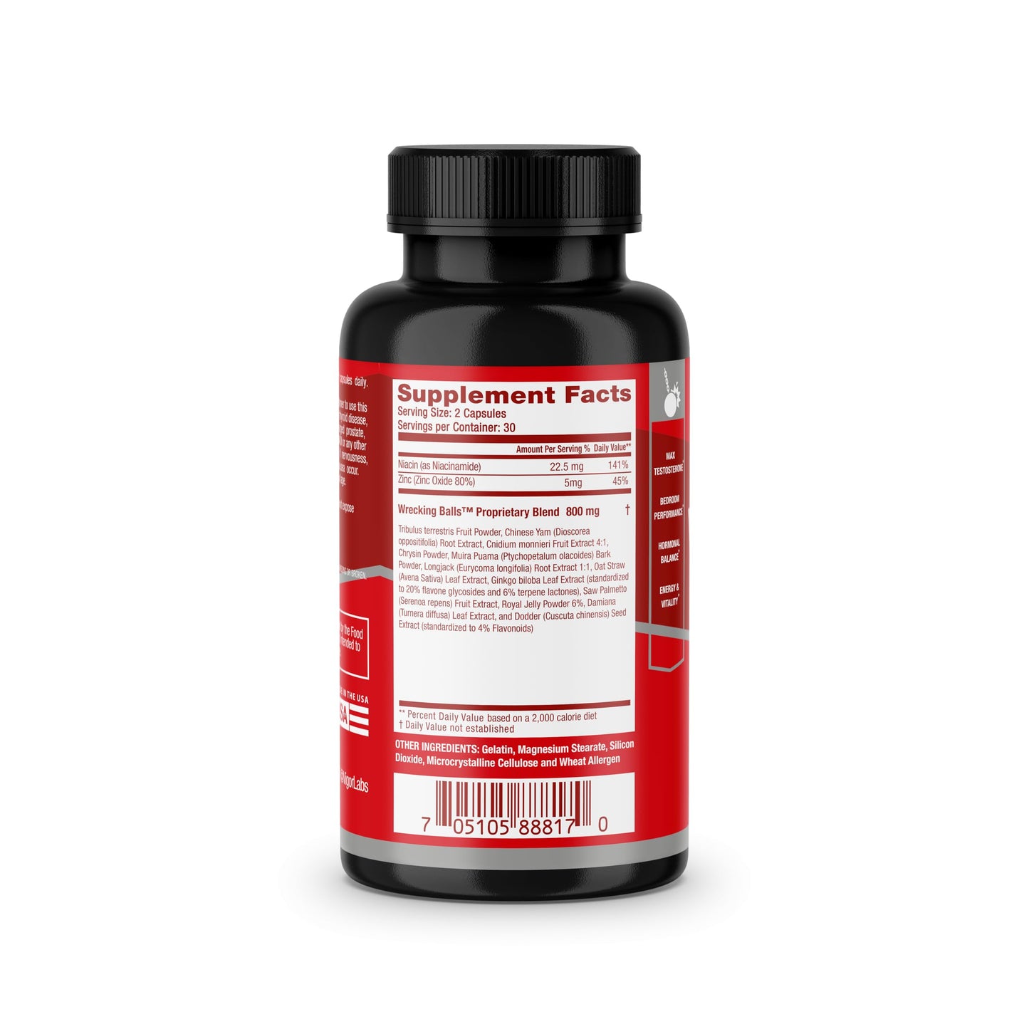 Vigor Labs Wrecking Balls (60 Capsules), Supports The Natural Production of Essential Male Hormones by Your Body to Support Fuller Drive, Male Vitality, and Increased Stamina. (Made in The USA)