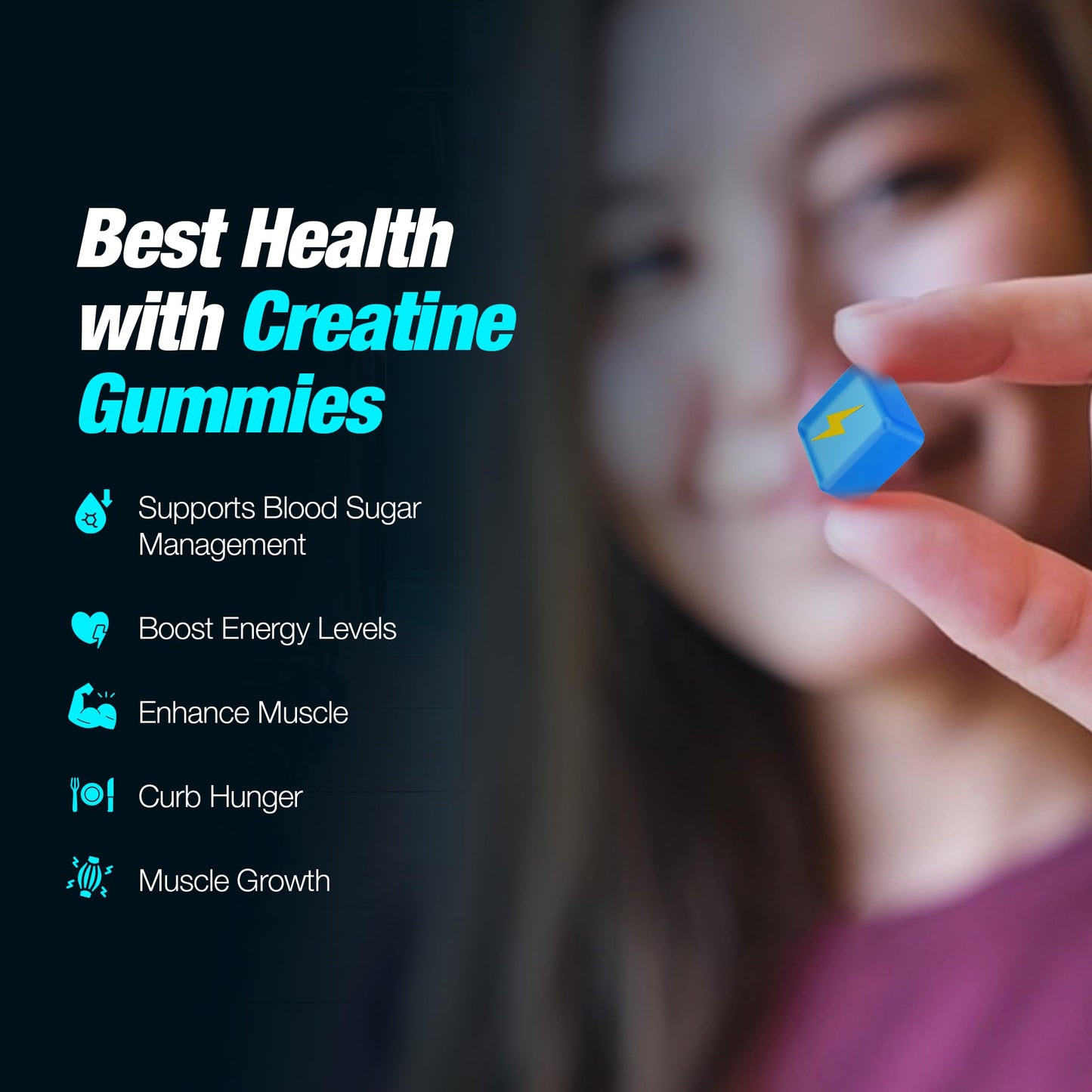 Laser Beams Creatine Monohydrate Gummies - 5g Creapure Creatine per Serving - Vegan, Blue Raspberry Flavor - Boost Muscle Strength, Endurance, Recovery & Mental Focus - 90 Gummies, Gluten-Free