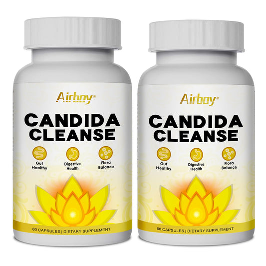 Airboy Candi Cleanse,Gut Colon Cleanse Detox for Women & Men,Candi Support with Oregano Leaf, Caprylic Acid，Wormwood, Black Walnut-60 Counts x 2 Pack