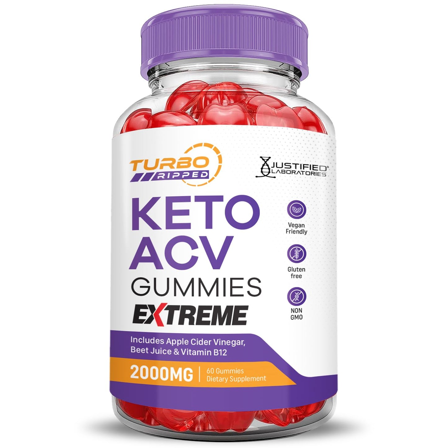 Turbo Ripped Keto ACV Gummies Extreme 2000MG Turbo Ripped Keto Gummies Apple Cider Vinegar Formulated with Pomegranate Beet Juice Powder B12 Vegan Non GMO 60 Gummys