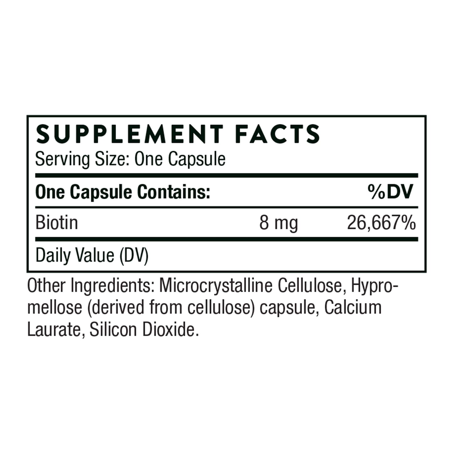 THORNE Biotin 8 - Vitamin B7 (Biotin) for Healthy Hair, Nails, and Skin* - 60 Capsules