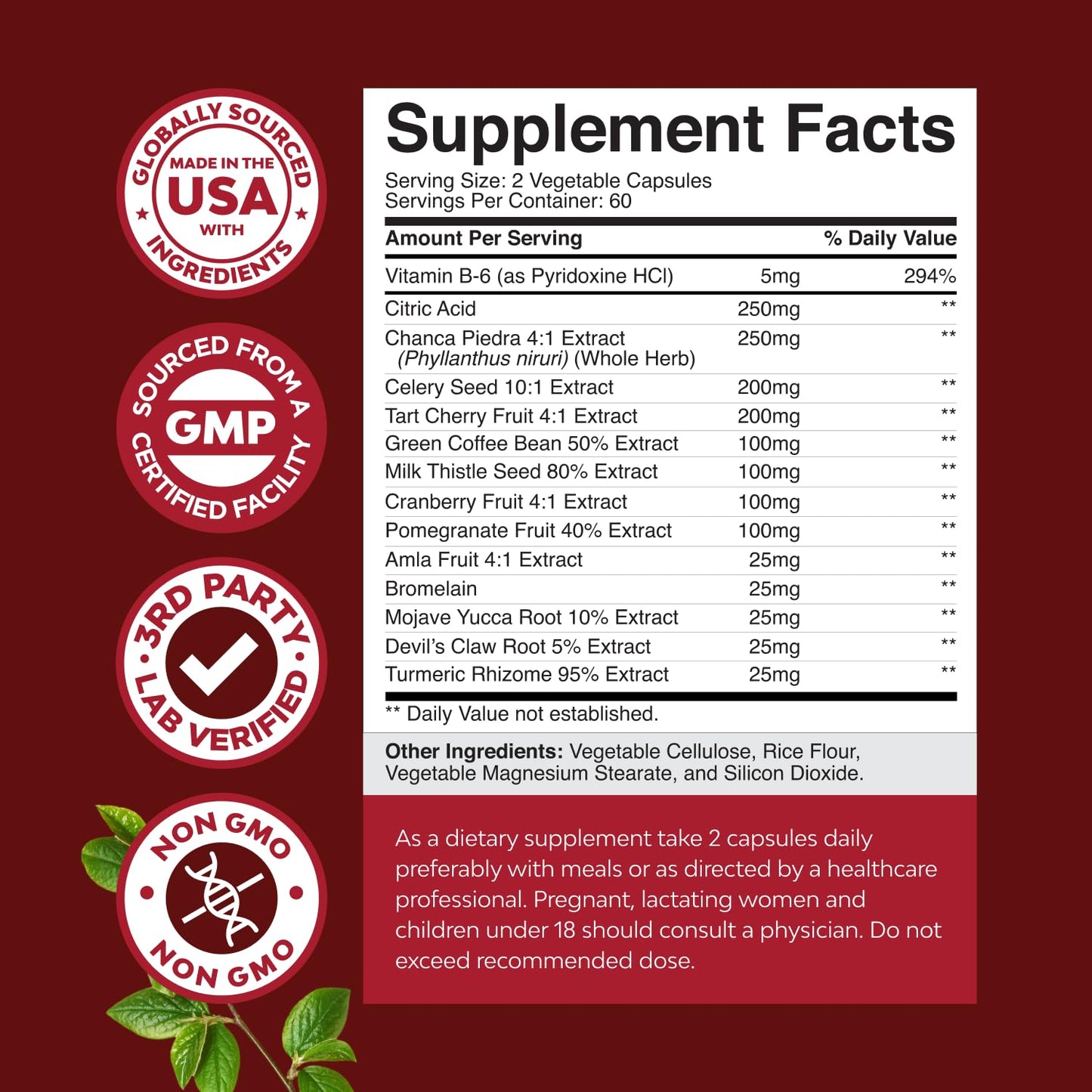 Uric Acid Cleanse and Detox Capsules - Turmeric, Tart Cherry & Celery Seed Supplement for Men and Women - Essential Daily Uric Acid Flush for Gout, Joints Support & Kidney Cleanser for Adults - 120 Ct