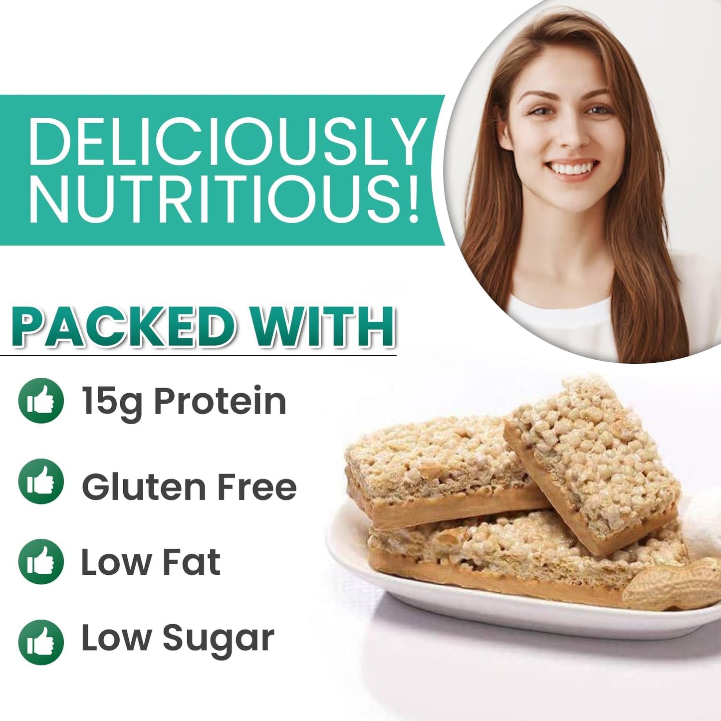 Protiwise High Protein Nutrition Bar | Peanut Butter Cup | 15g Protein Bar | Meal Replacement Bar | Gluten Free, Low Fat, Low Sugar, Keto-Friendly | Crush Cravings, Lose Weight | 5/box