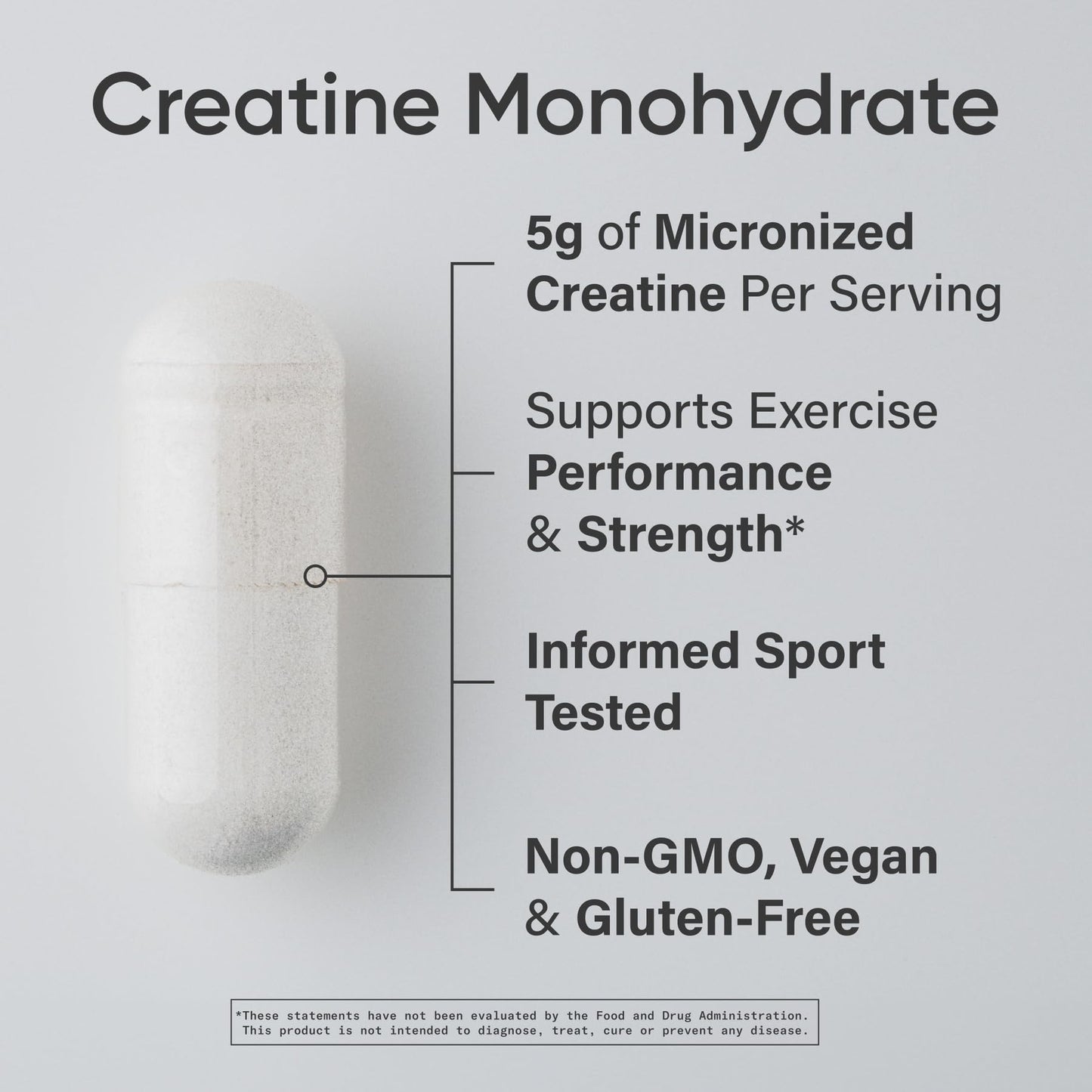 Sports Research® Creatine Monohydrate Capsules, 5g per Serving - Premier Workout Supplement for Men & Women - Informed Sport Certified · NSF Gluten Free · Non-GMO Verified - 30 Servings
