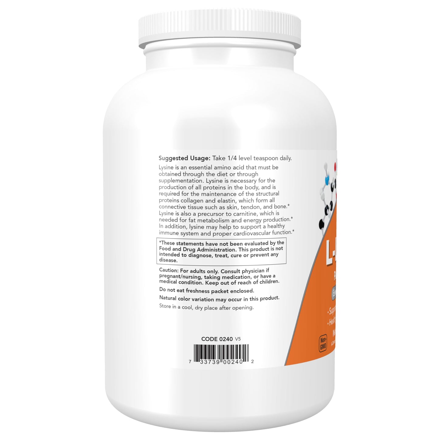 NOW Foods Supplements, L-Lysine (L-Lysine Hydrochloride) Powder, Supports Collagen Synthesis*, Amino Acid, 1-Pound