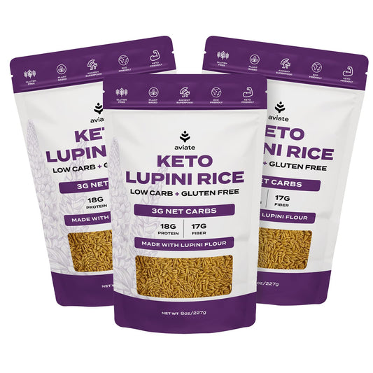 Aviate Keto Rice Orzo  Low Carb 3g Net Lupini RicePasta High Protein 18g GlutenFree Made with Lupin Flour Plant Based Vegan Ketofriendly  Slim Orzo Pasta Rice 8oz Pack of 3