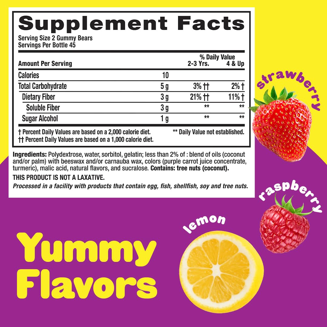 L’il Critters Fiber Daily Gummy Supplement for Kids, for Digestive Support, Berry and Lemon Flavors, 90 Gummies