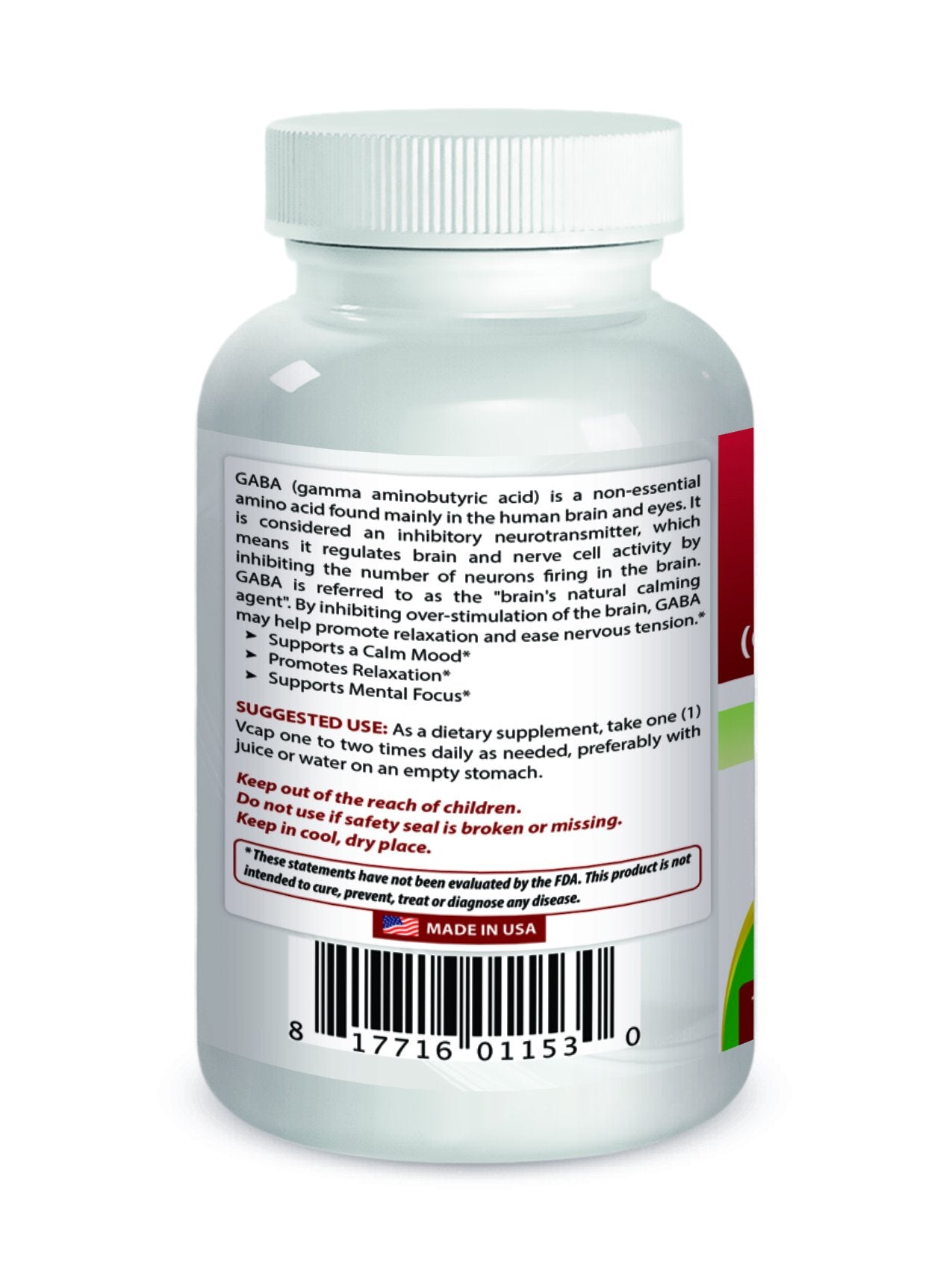 Best Naturals Gaba 750 mg 100 Veggie Caps