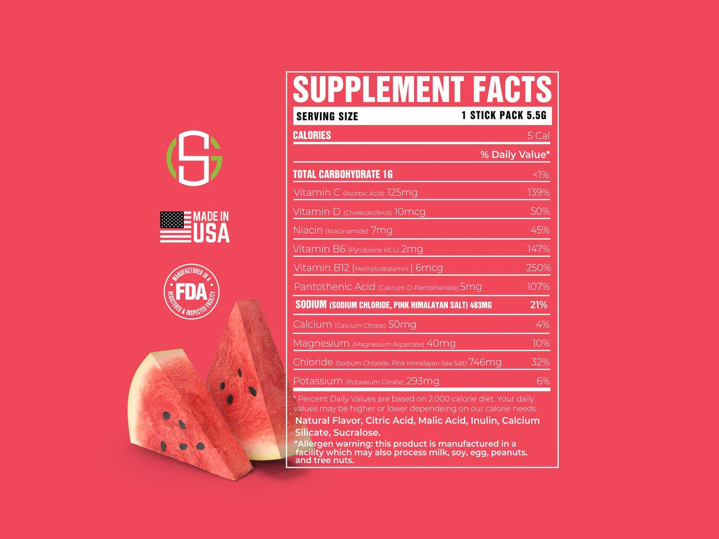 Strokes Gained Golf Hydration Watermelon Electrolyte Powder - Sugar Free Drink Mix Packets - Golf Accessories for Men & Women - Golf Gifts - 20 Stick Packs