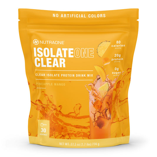 NutraOne Clear Whey Protein Powder Drink Mix, Naturally Flavored, Clear Protein Drink, 20g of Protein, Zero Sugar (Pineapple Mango - 30 Servings)