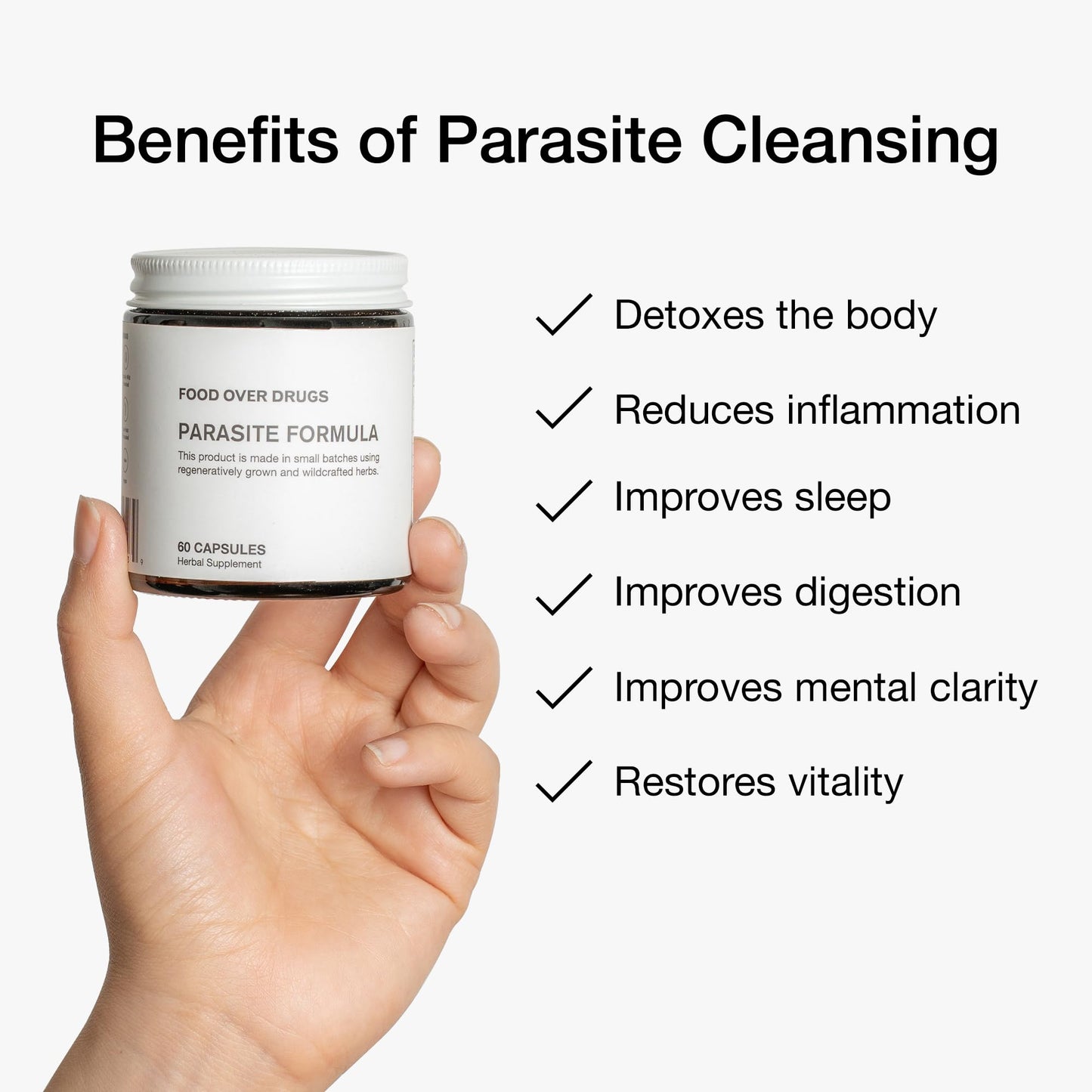 Food Over Drugs Parasite Formula - Full Spectrum Herbal Detox for Humans - 60 ct - Natural Detox & Complete Body Cleanse