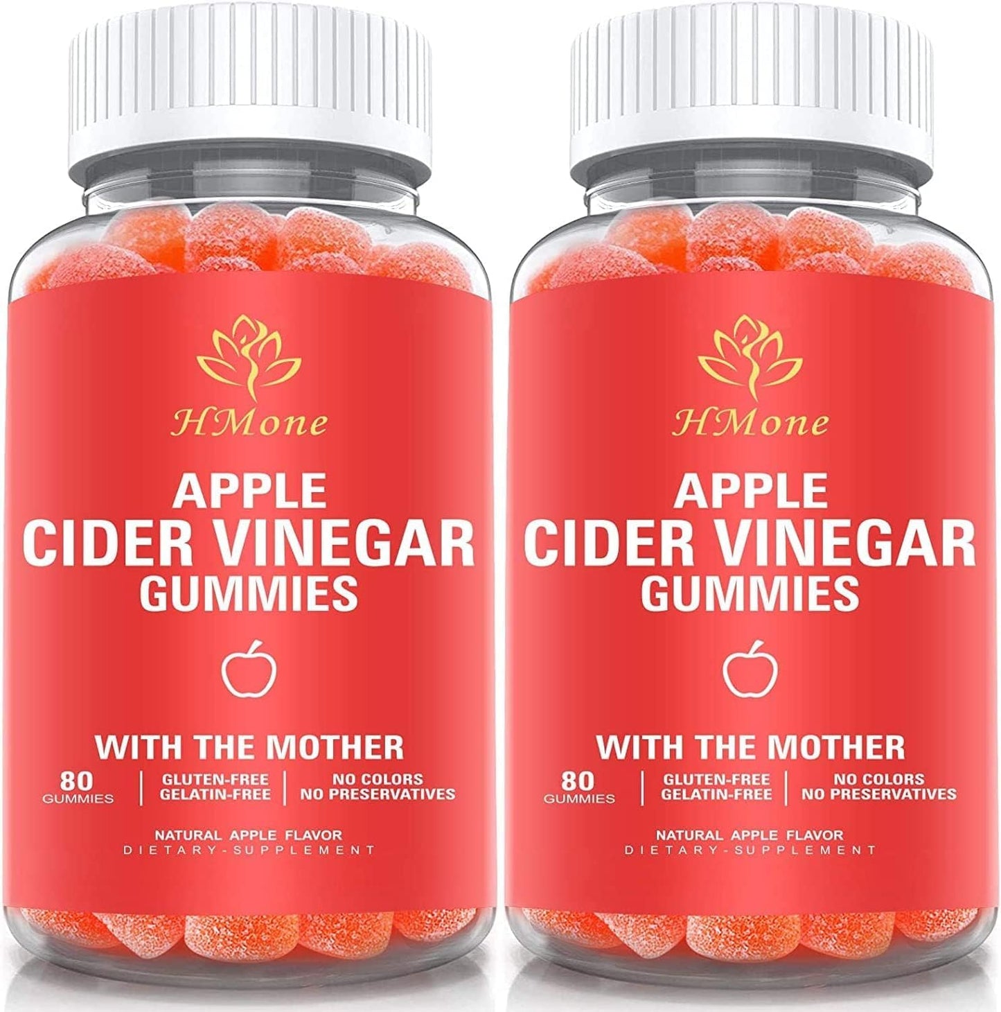 HMone 2 Pack Organic Apple Cider Vinegar Gummies - ACV Gummy with Mother for Immune Support,Energy Boost for Adults & Kids