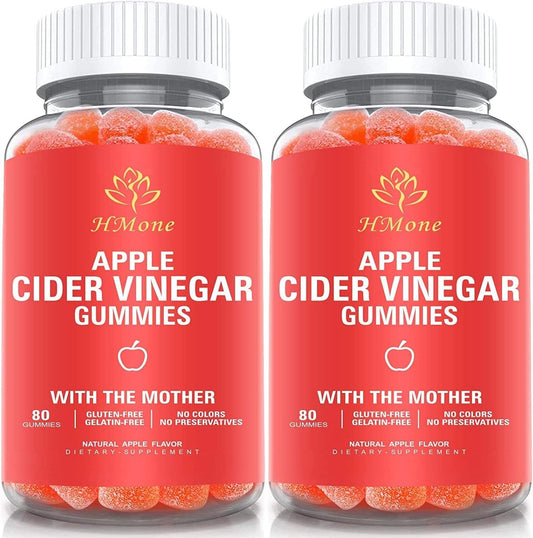 HMone 2 Pack Organic Apple Cider Vinegar Gummies - ACV Gummy with Mother for Immune Support,Energy Boost for Adults & Kids