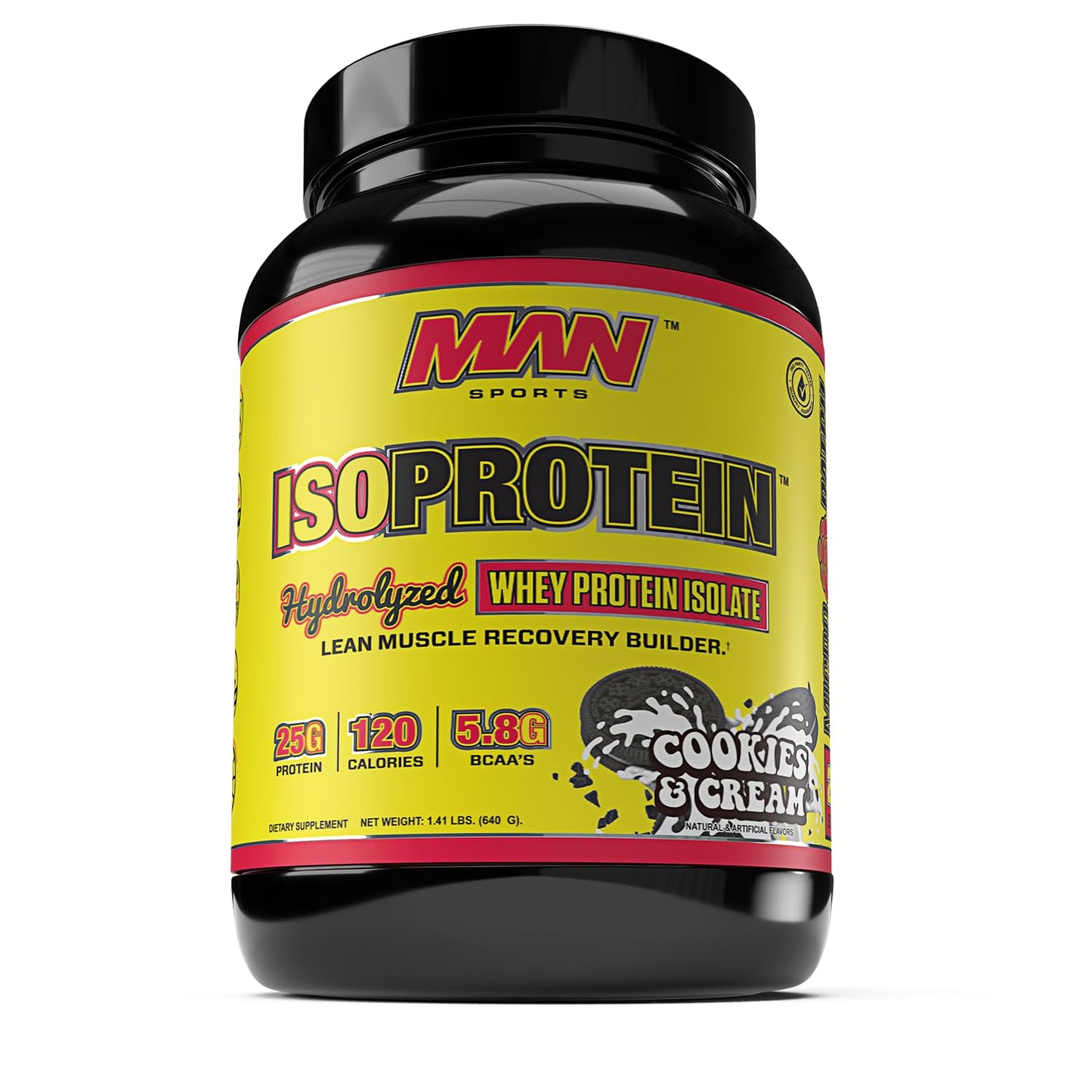 MAN Sports New Flavor ISO-Protein Hydrolyzed 100% Pure Whey Protein Isolate Powder, Cookies and Cream, 1.42 Pounds (20 Days Supply)