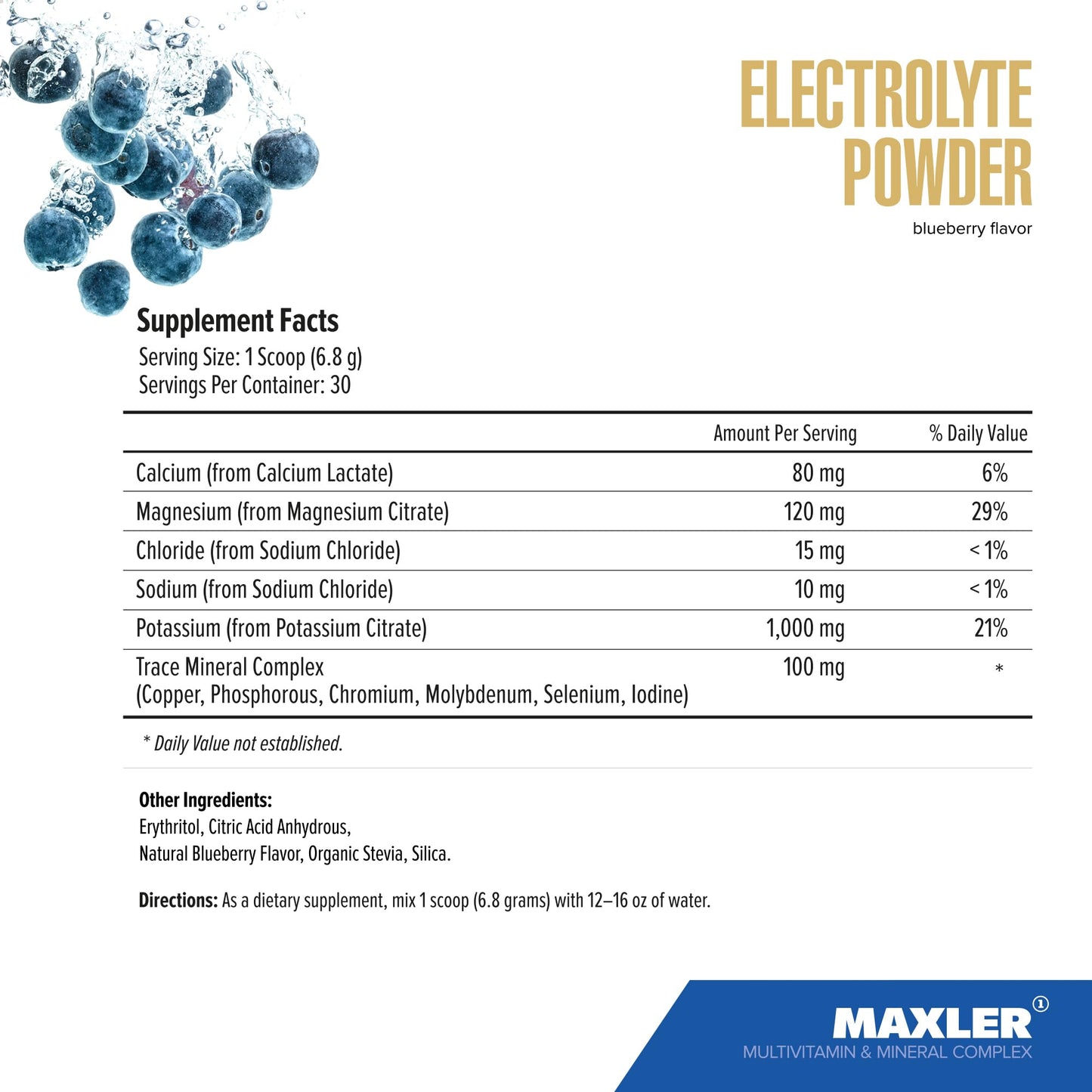 Maxler Electrolyte Powder - Hydration Powder Electrolyte Drink Mix with Trace Mineral Complex - Keto Electrolytes Powder with Natural Flavors and Sweeteners 30 Servings - Natural