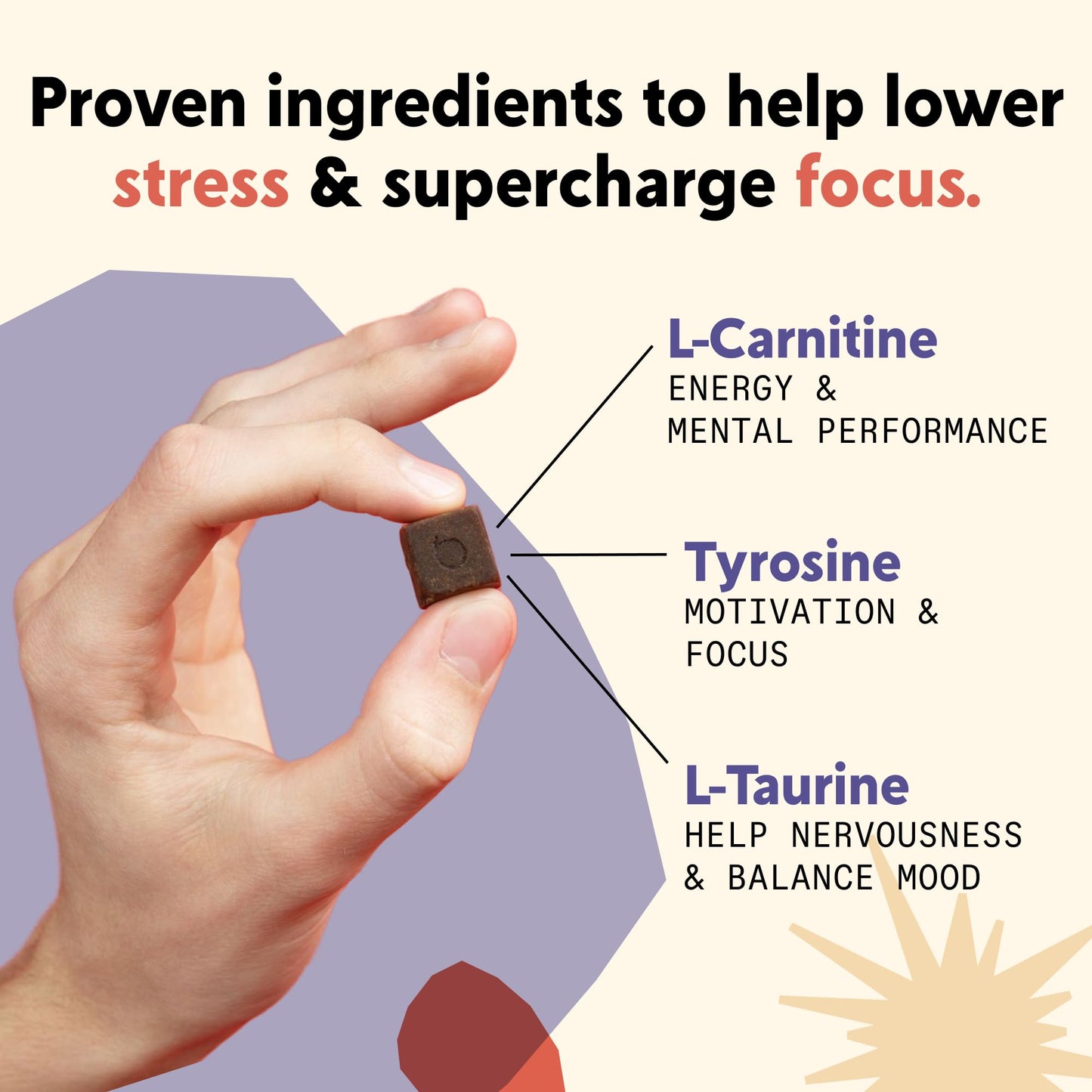 PYM Attention Chews Support for Procrastination, Focus & Productivity, 20 Count | 518mg L-Carnitine, 54mg Tyrosine, 11mg L-Taurine, Caffeine-Free | All-Natural Mood Boost Supplement Made in USA