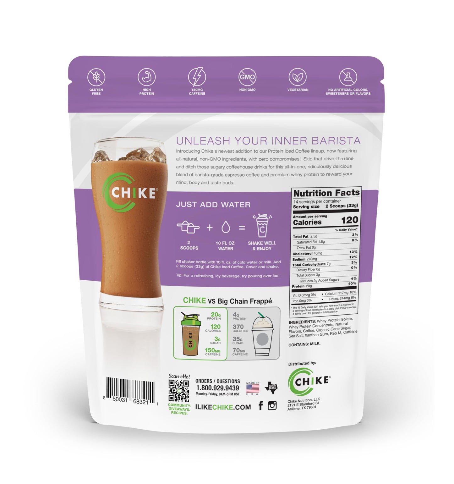 CHIKE Natural Caramel Macchiato High Protein Iced Coffee, 20 G Protein, 2 Shots Espresso, Non-GMO, Keto Friendly and Gluten Free, 14 Servings (16.3 Ounce)