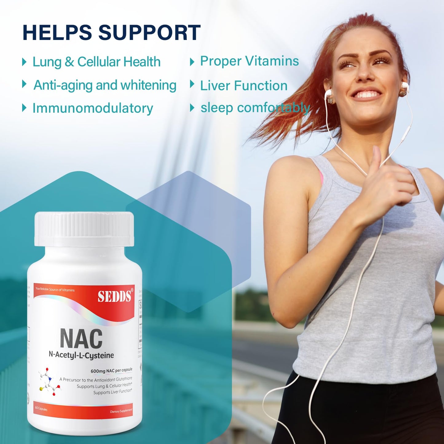 SEDDS Supplements, N-Acetyl Cysteine (NAC) 600mg, 60 Veg Capsules - Non-GMO, Gluten Free